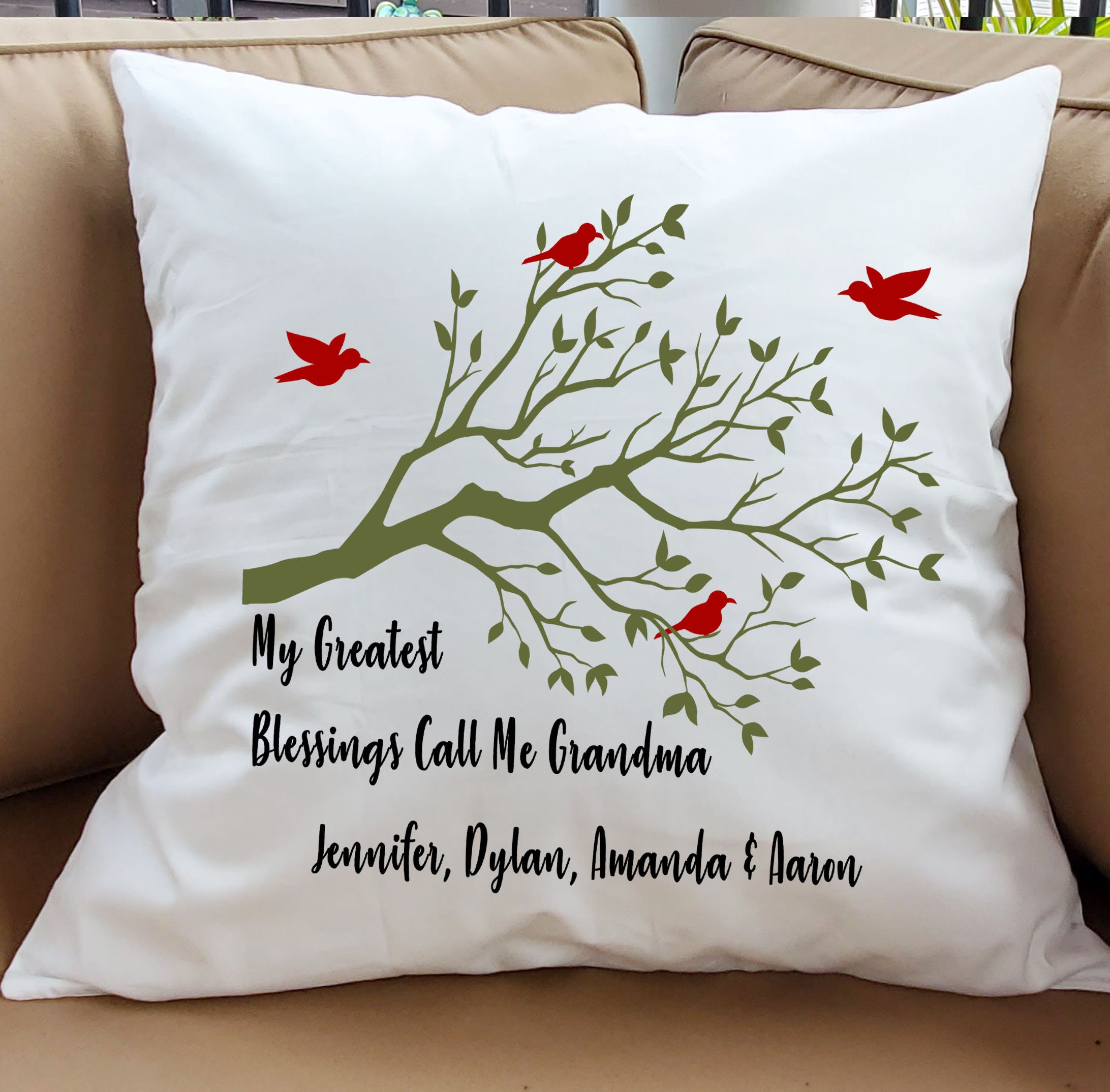 Blessed Grandma Pillows, Grandma Pillow Covers, Personalized