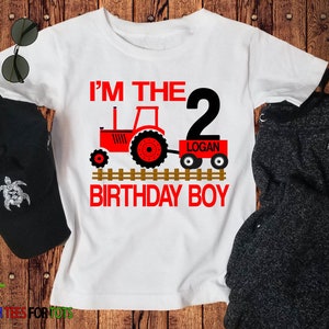 Tractor Birthday Shirt - I'm The Birthday Boy Shirt - Boys Birthday Tee - Personalized Tractor Birthday Shirt - RED Tractor shirt for Girl