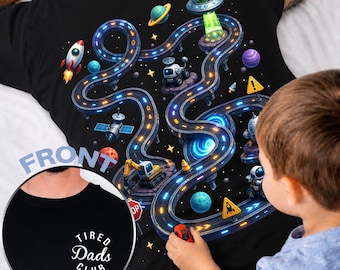 Interactive Space Map Dad Shirt - Tired Dads Club Comfort Colors Car Galactic Road