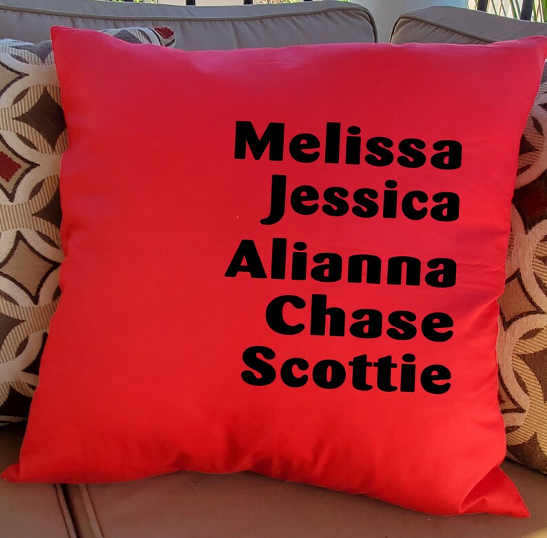 Personalized Family Names Throw Pillow Custom Names Cover Etsy