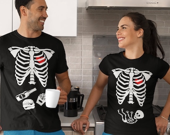 Skeleton Ribcage Halloween Shirt: Matching Family Pregnancy Announcement