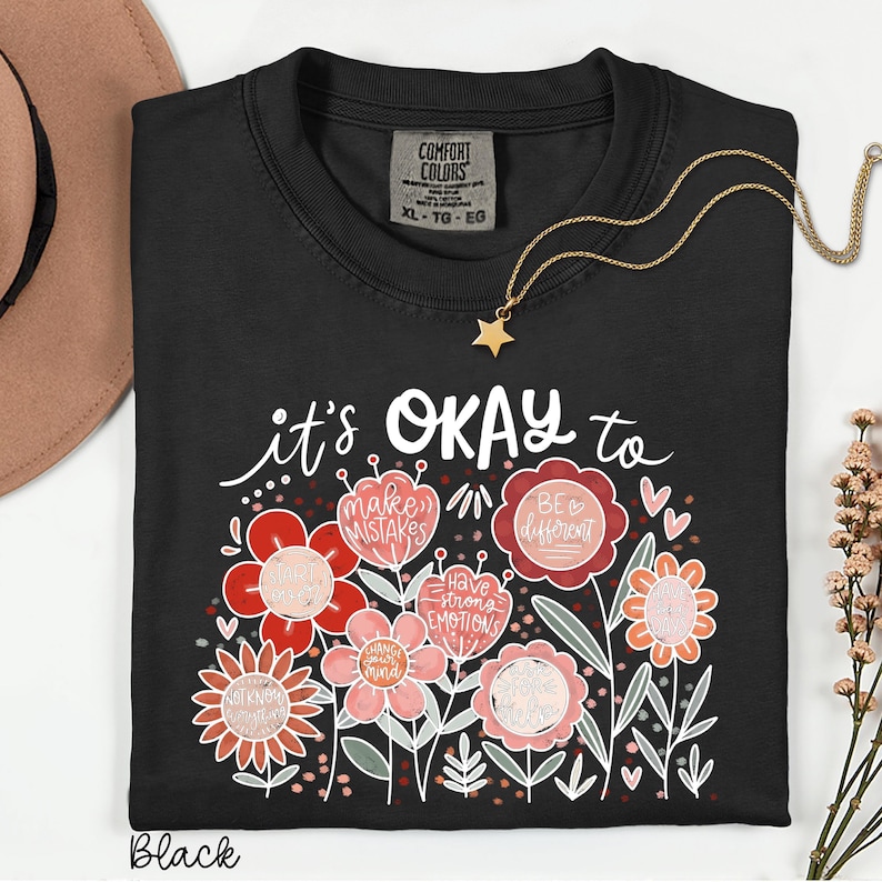 Comfort Colors Positive Affirmations Shirt - Floral Mental Health Tee image 7