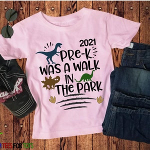 Pre-K Graduation Shirt Kids Dinosaur Pre-School Was A Walk In The Park T-shirt Boys Custom Pre School Grad 2024 Dino image 6