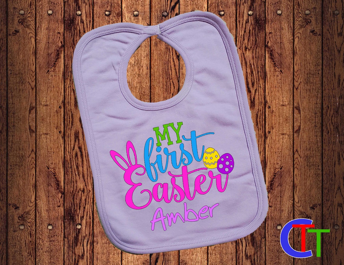 My 1st Easter Baby Bib Personalized Easter Bunny Bib Boy or Etsy