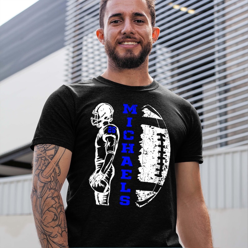 Personalized Football Team Shirt - Custom Name Number Kids & Adult Tee image 1