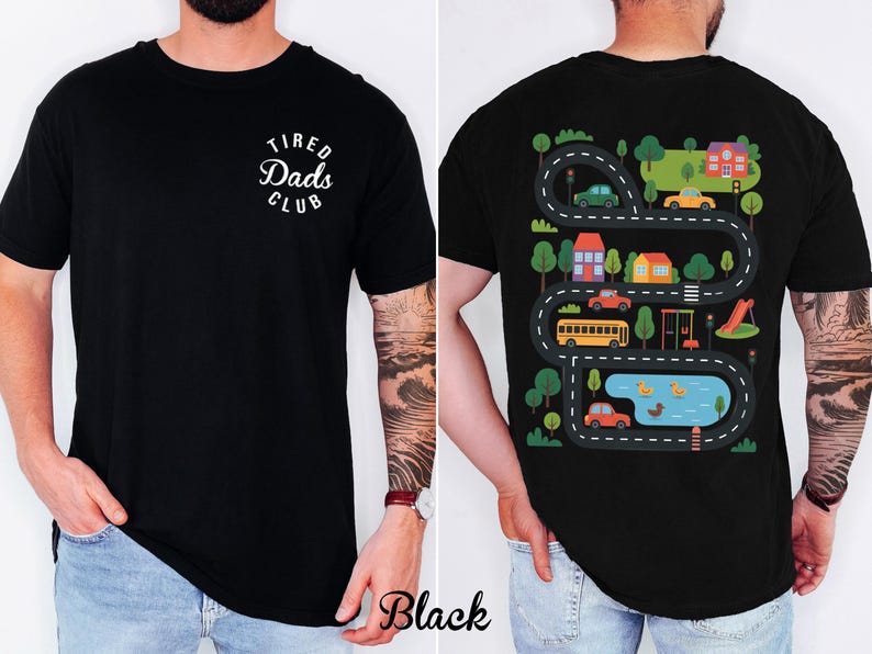 Interactive Road Map Dad Shirt - Custom 2-Sided Tired Dads Club Comfort Colors Tee image 8
