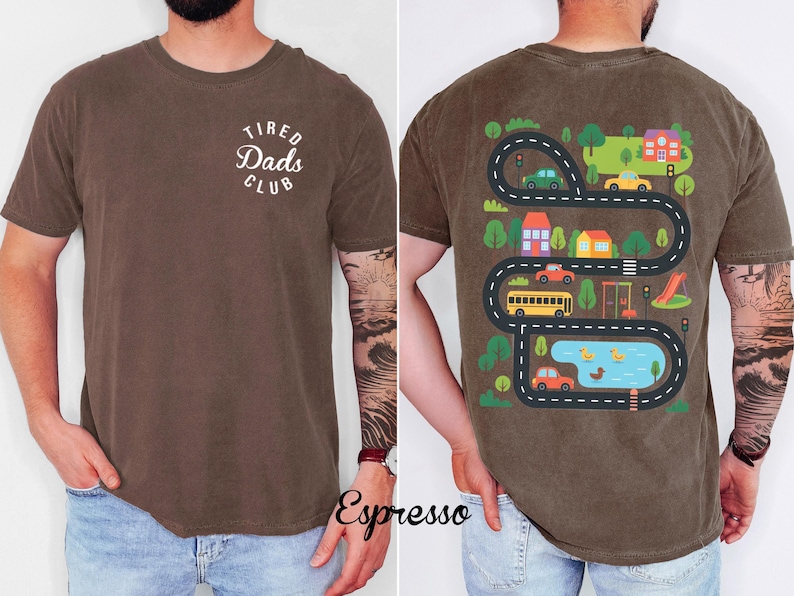 Interactive Road Map Dad Shirt - Custom 2-Sided Tired Dads Club Comfort Colors Tee image 6