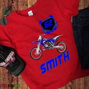 Blue Dirt bike Shirt Personalized Motocross Shirt with name and number-Motorcross Shirt for boys or girls Dirtbike Graphic Tee image 7