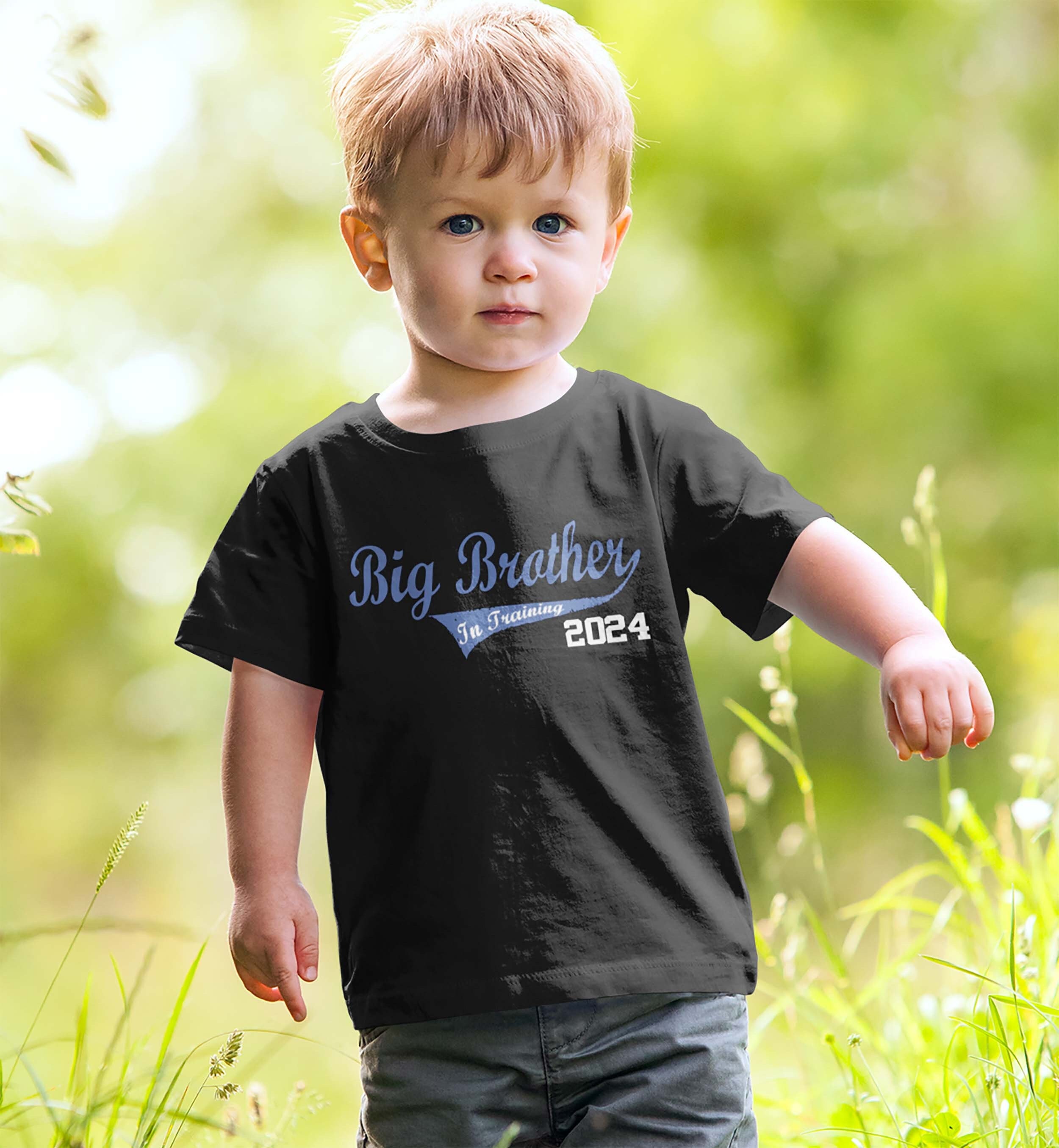 Big Brother in Training Shirt Custom Established Date 2024 2025 2026 Tee  With Sports Swoosh Boys Sibling Baby Announcement Tshirt 