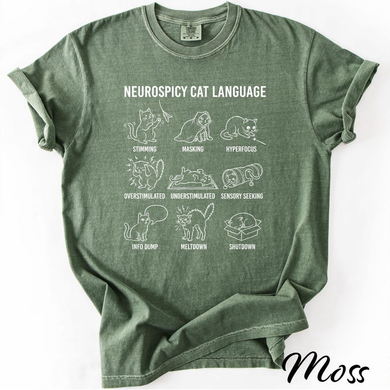 Funny Neurospicy Cat Language Shirt - Comfort Colors Neurodivergent Tee for Men and Women Bild 6