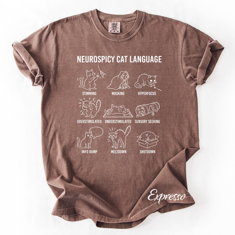 Funny Neurospicy Cat Language Shirt - Comfort Colors Neurodivergent Tee for Men and Women Bild 2
