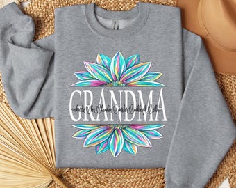 Personalized Grandma Sweater - Custom Flower Mother's Day Gift Nana Hoodie