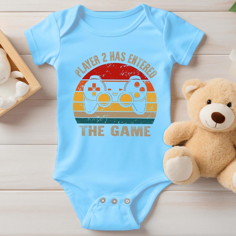 Custom Leveled Up Daddy Shirt - Player 2 Entered The Game Baby Gamer 1st Fathers Day Bild 6