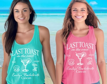 Personalized Last Toast On The Coast Tank Top - Beach Bachelorette Tee