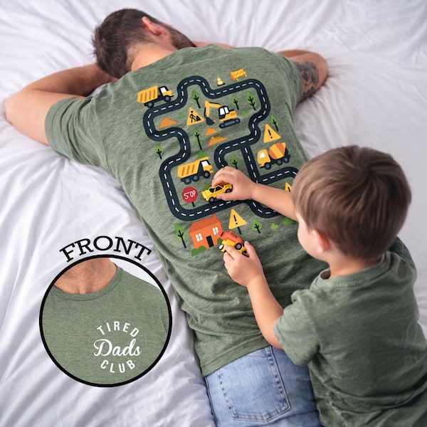 Tired Dads Club Construction Car Track Massage Shirt Funny Father Day Gift For Dad