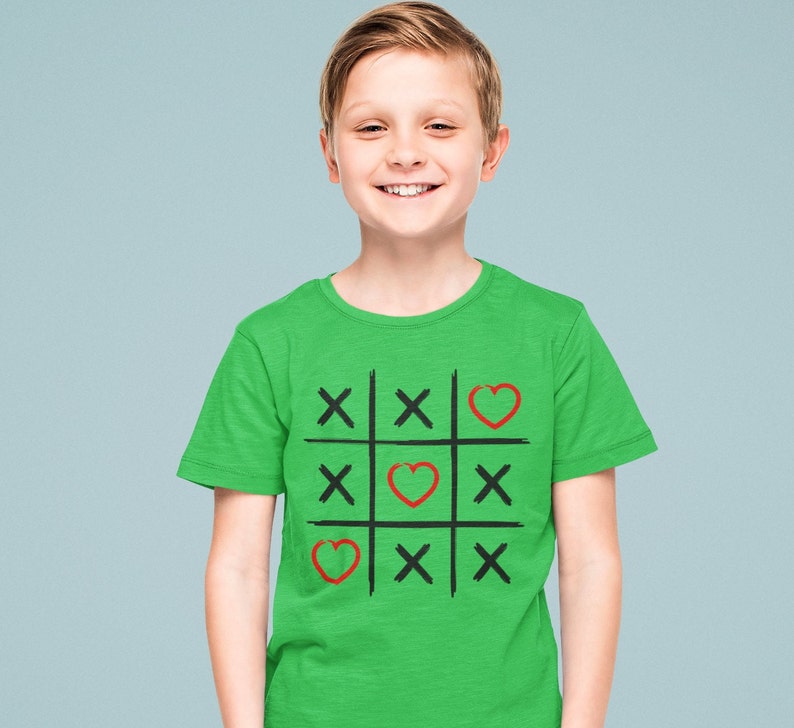 Valentine's Day Tic Tac Toe Shirt: Hearts Design, Kids Valentine Gift image 4