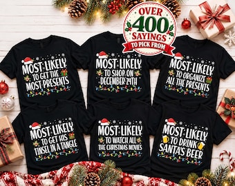 T-shirts de Noël assortis et amusants, T-shirts de Noël assortis pour toute la famille, Hauts pour les fêtes