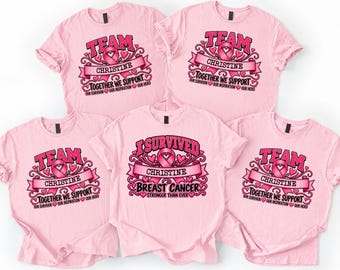 Custom Breast Cancer Awareness Shirt Team Survivor Walk Personalized Support Graphic Tee