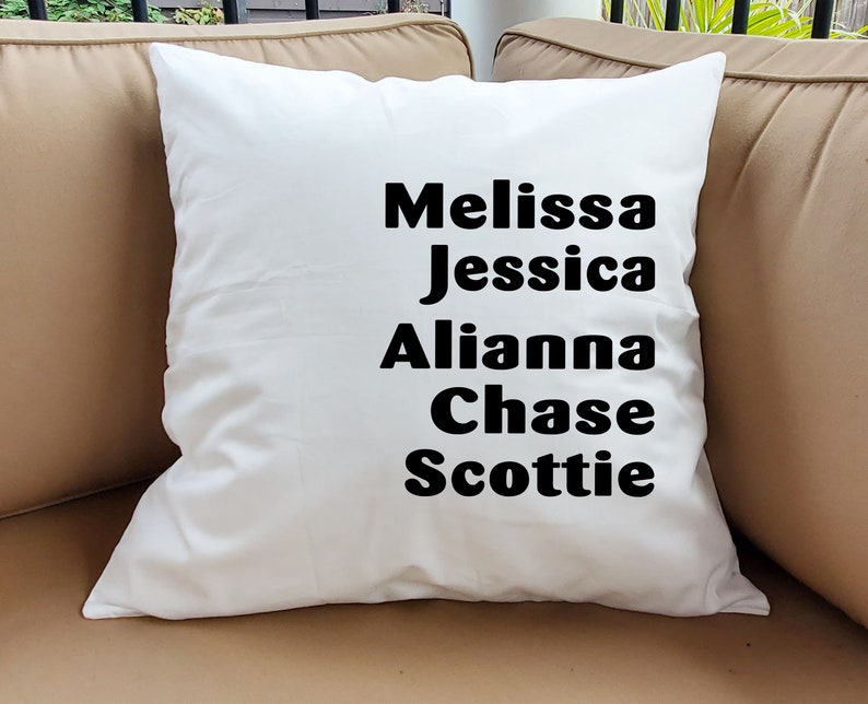 Personalized Family Names Throw Pillow Custom Names Cover Etsy