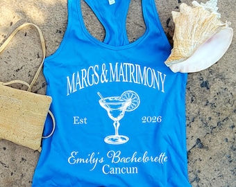 Personalized Margs & Matrimony Bachelorette Tank Top - Mexico Trip Party Tee