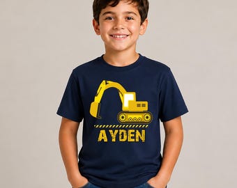Personalized Excavator Shirt - Custom Kids Boy or Girl Construction Tee with Name