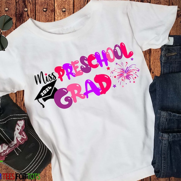 Girls Kindergarten Grad Shirt - Miss Preschool Grad 2024 TShirt - Preschool Graduation Shirts