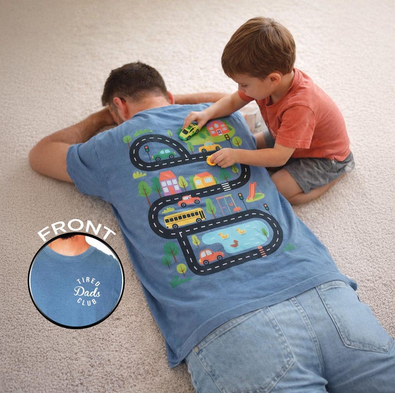 Interactive Road Map Dad Shirt - Custom 2-Sided Tired Dads Club Comfort Colors Tee image 1