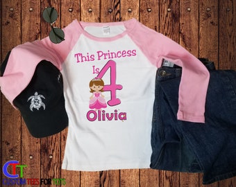 Princess Birthday Shirt - Personalized Girls Princess Shirt with Name and Age - Little Princess Shirt