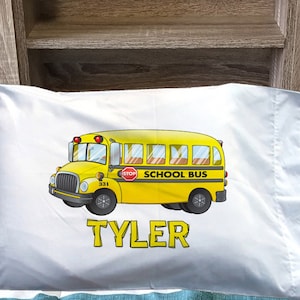 School Bus Personalized pillowcase - Kids Bus Pillow - custom pillowcase - School Bus pillowcase Kids School bus Pillow Bus pillow case