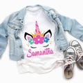 Girls Custom Unicorn T-Shirt: Personalized Flower Crown Birthday Tee product logo