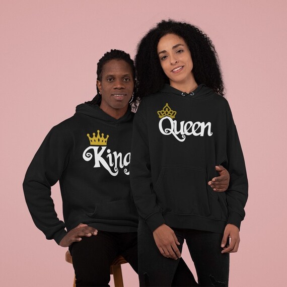 King and Queen Matching Couples Hoodies Mens and Women s Custom