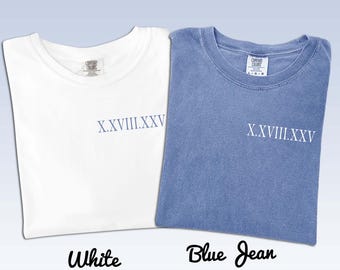Custom Roman Numeral Wedding Date Shirt Matching Couples Gift Comfort Colors Tee