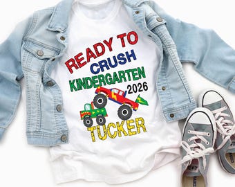 Personalized Monster Truck Kindergarten Shirt - Back to School Tee