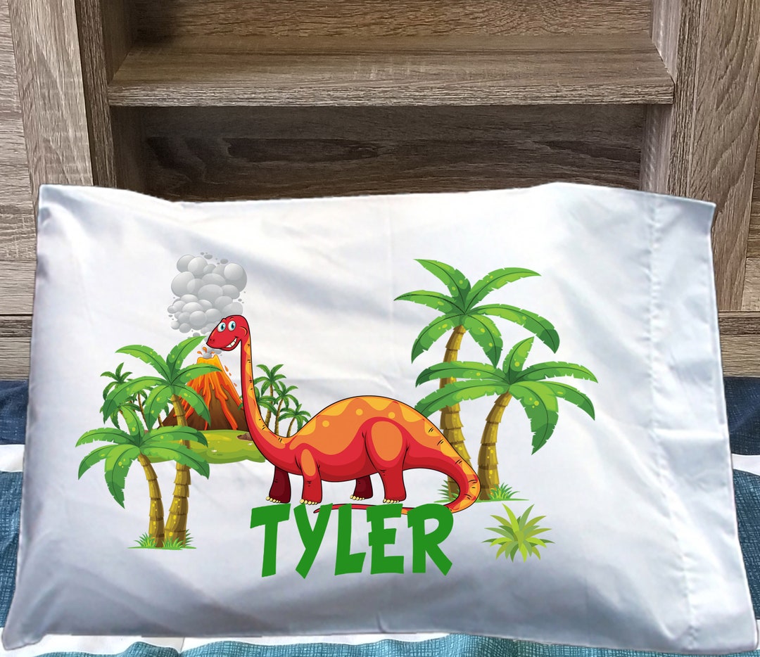 Dinosaur Kids Pillowcase RED Dinosaur Pillowcase Personalized