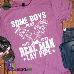 Funny Plumber T-Shirt - Real Men Lay Pipe Father's Day Handyman Gift image 6
