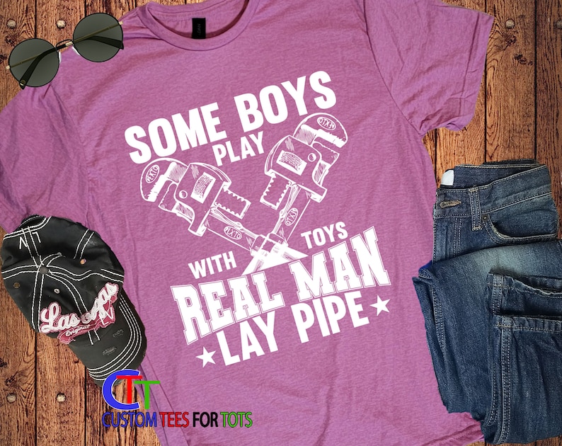 Funny Plumber T-Shirt - Real Men Lay Pipe Father's Day Handyman Gift image 6