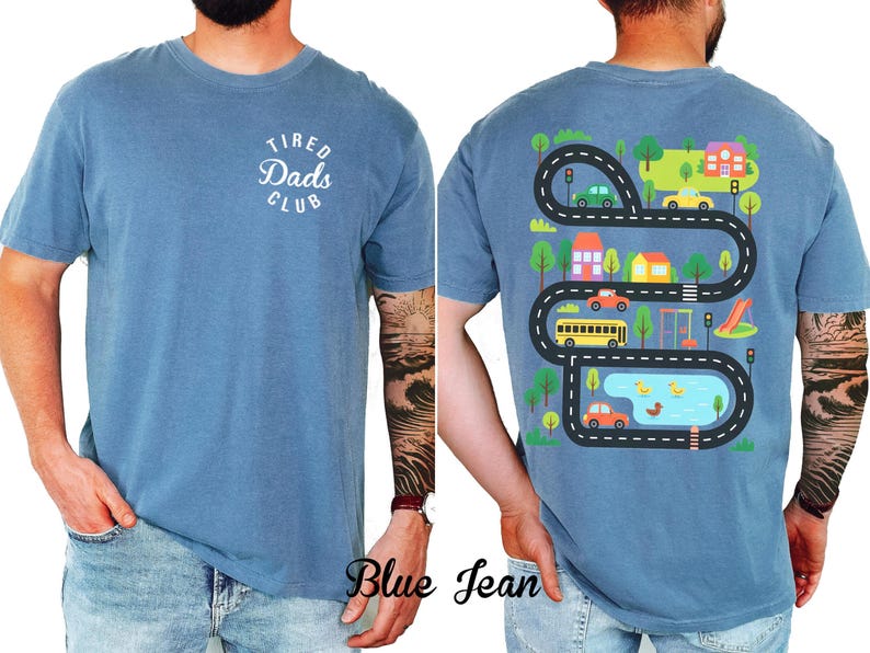 Interactive Road Map Dad Shirt - Custom 2-Sided Tired Dads Club Comfort Colors Tee image 2