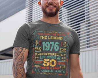 50th Birthday Shirt Man Myth Legend 1976 Custom Name Age Tee
