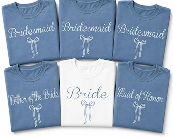 Custom Bride Shirt, Bridesmaid Wedding Tops, Comfort Colors Elegant Bow Bridal Tees