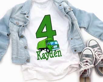 Personalized Garbage Truck Birthday Shirt Trash Graphic Custom Name Number Boy Party