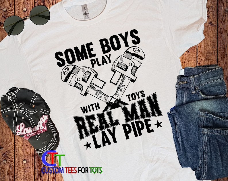 Funny Plumber T-Shirt - Real Men Lay Pipe Father's Day Handyman Gift image 5
