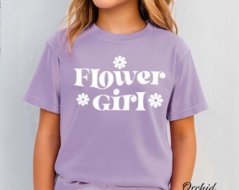 Flower Girl Shirt, Comfort Colors Wedding Tee, Groovy Retro Kids Party Apparel
