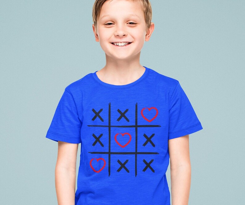 Valentine's Day Tic Tac Toe Shirt: Hearts Design, Kids Valentine Gift image 8