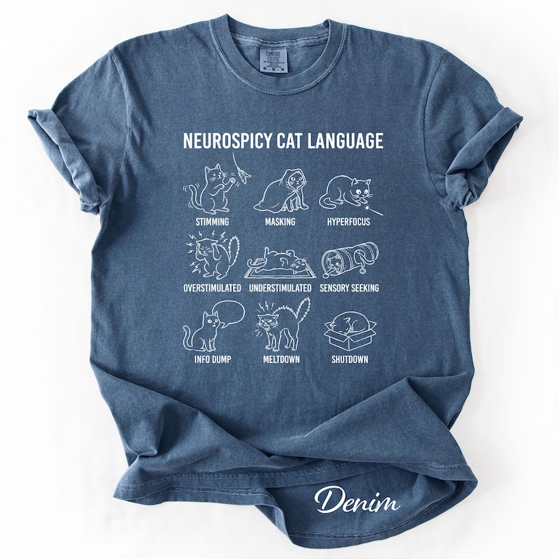Funny Neurospicy Cat Language Shirt - Comfort Colors Neurodivergent Tee for Men and Women Bild 4