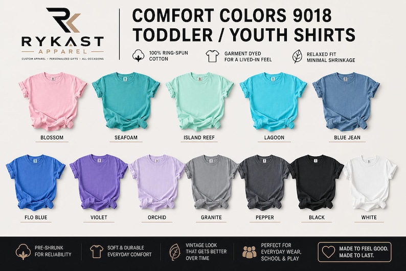 The image is a collage of various t-shirt designs in different colors, including pink, blue, green, and gray.