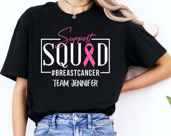 Personalized Breast Cancer Awareness Shirt: Support Squad Pink Ribbon Tee
