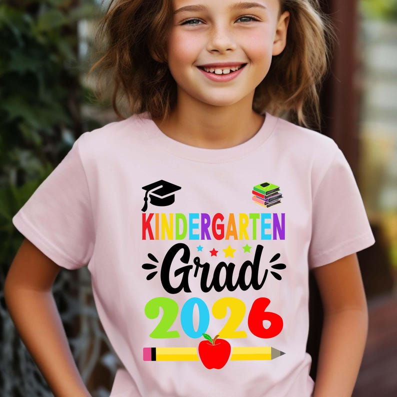 Personalized Kindergarten Grad Shirt 2026 - Custom Name Graduation Kids Tee image 4