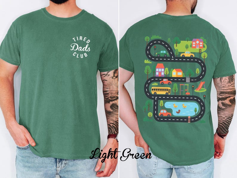 Interactive Road Map Dad Shirt - Custom 2-Sided Tired Dads Club Comfort Colors Tee image 7