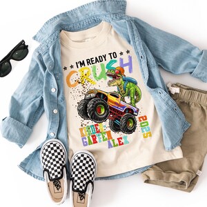 Kindergarten Monster Truck Dinosaur Shirt - First Day School T-Shirt 画像 4