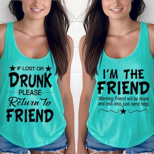 Matching Ladies Night Tank Tops - If Lost Or Drunk Return To Friend - Women's Tank Top Summer Racerback Shirt - Funny Bachelorette Party Tee
